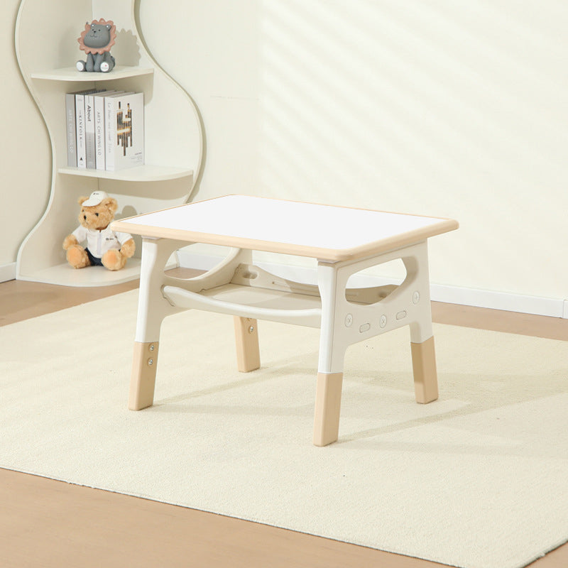 Modern Minimalist MDF PP Rounded Rectangular Kids Study Desk With 2-Tier For Living Room