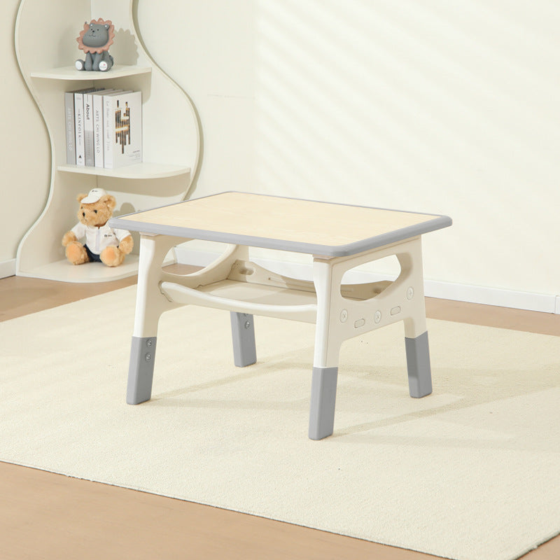 Modern Minimalist MDF PP Rounded Rectangular Kids Study Desk With 2-Tier For Living Room