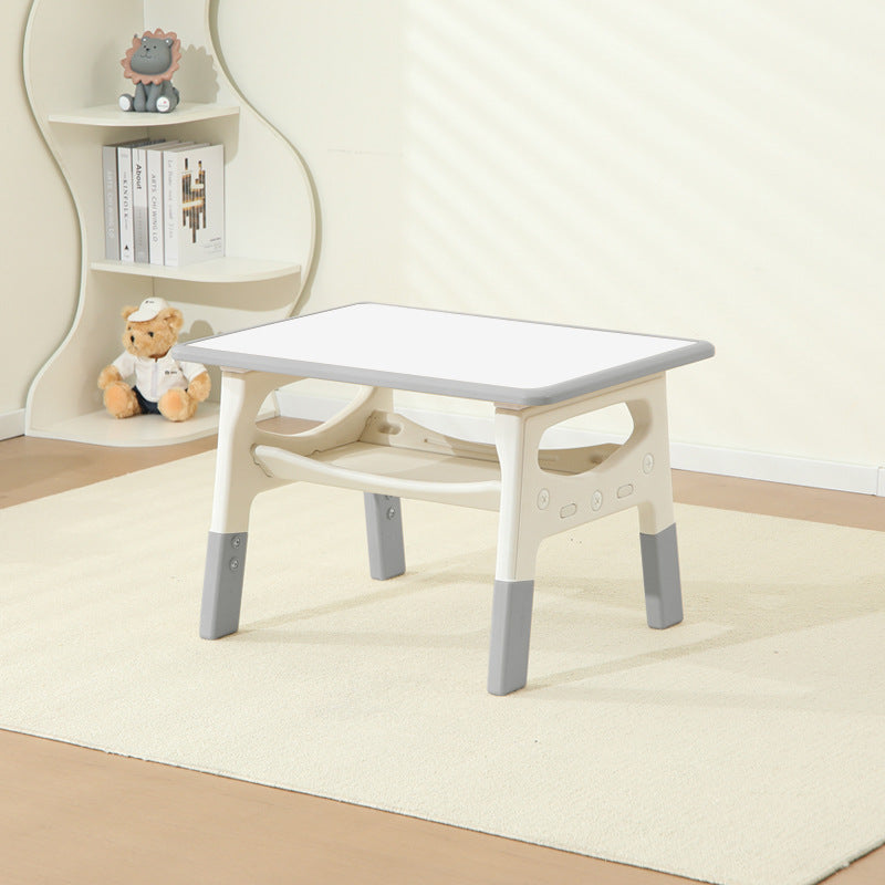 Modern Minimalist MDF PP Rounded Rectangular Kids Study Desk With 2-Tier For Living Room