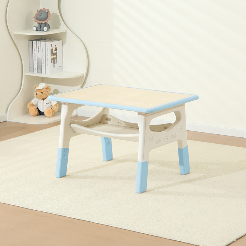 Modern Minimalist MDF PP Rounded Rectangular Kids Study Desk With 2-Tier For Living Room