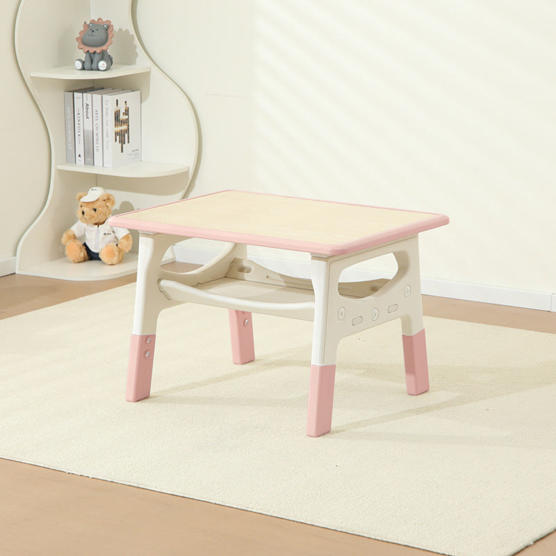 Modern Minimalist MDF PP Rounded Rectangular Kids Study Desk With 2-Tier For Living Room