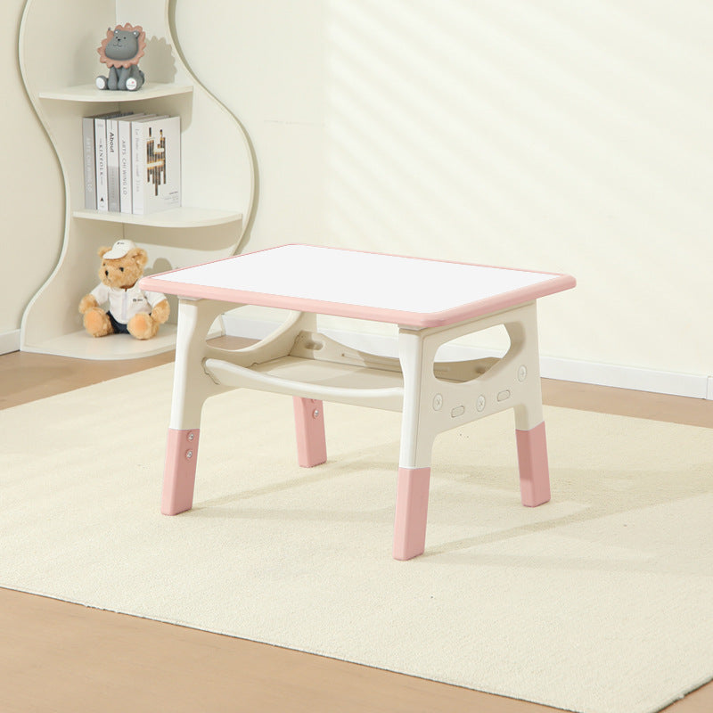 Modern Minimalist MDF PP Rounded Rectangular Kids Study Desk With 2-Tier For Living Room