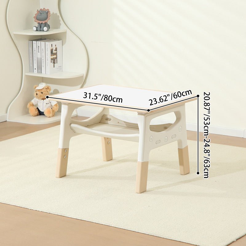 Modern Minimalist MDF PP Rounded Rectangular Kids Study Desk With 2-Tier For Living Room