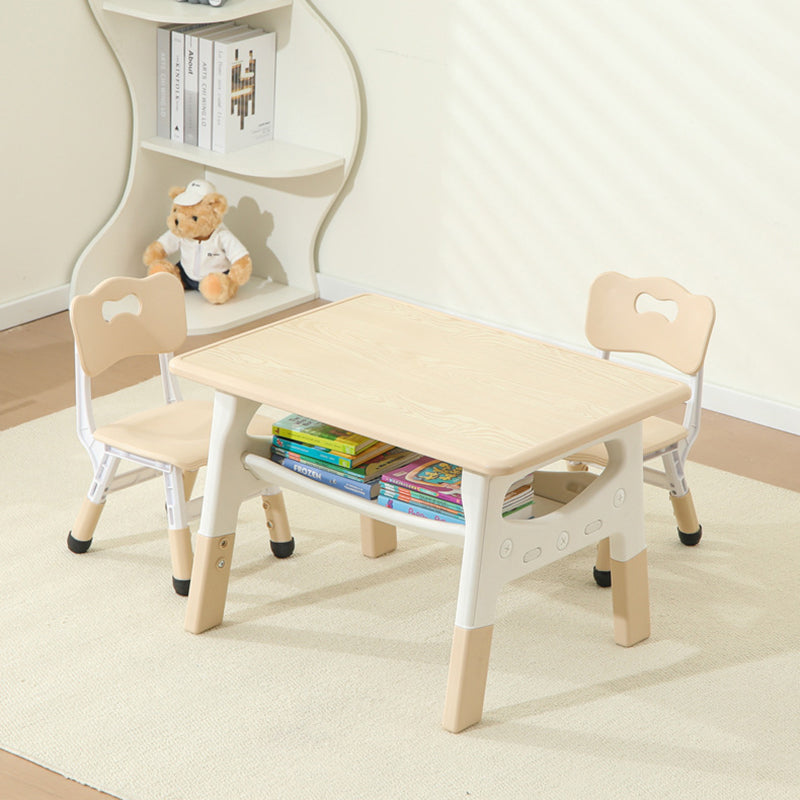 Modern Minimalist MDF PP Rounded Rectangular Kids Study Desk With 2-Tier For Living Room