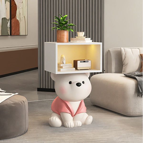 Contemporary Creative Bear MDF Resin Rectangular Nightstand Cabinet For Bedroom