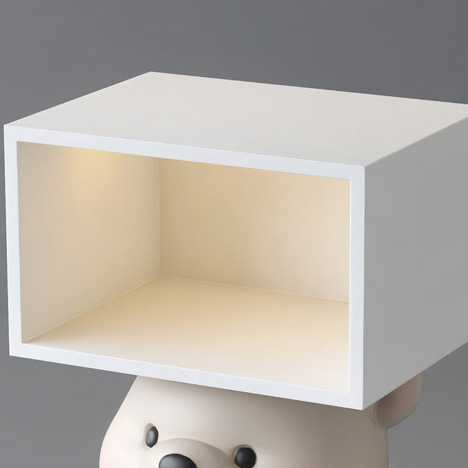 Contemporary Creative Bear MDF Resin Rectangular Nightstand Cabinet For Bedroom