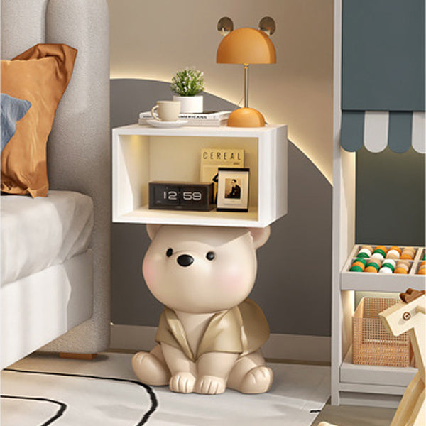 Contemporary Creative Bear MDF Resin Rectangular Nightstand Cabinet For Bedroom