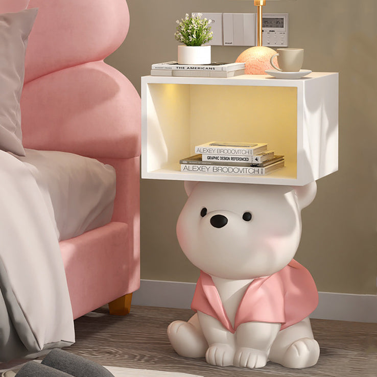 Contemporary Creative Bear MDF Resin Rectangular Nightstand Cabinet For Bedroom