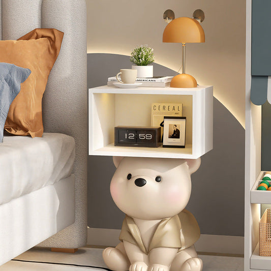Contemporary Creative Bear MDF Resin Rectangular Nightstand Cabinet For Bedroom