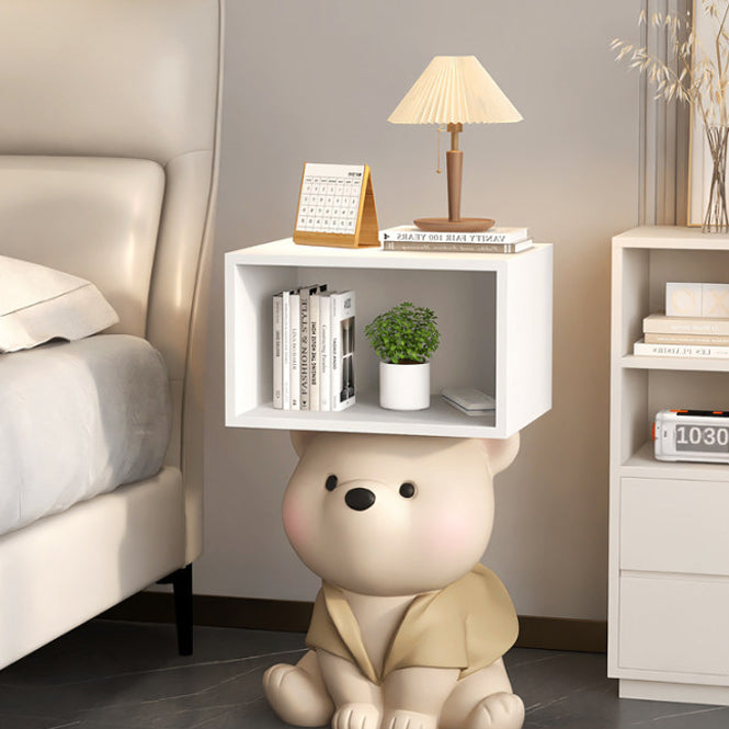 Contemporary Creative Bear MDF Resin Rectangular Nightstand Cabinet For Bedroom