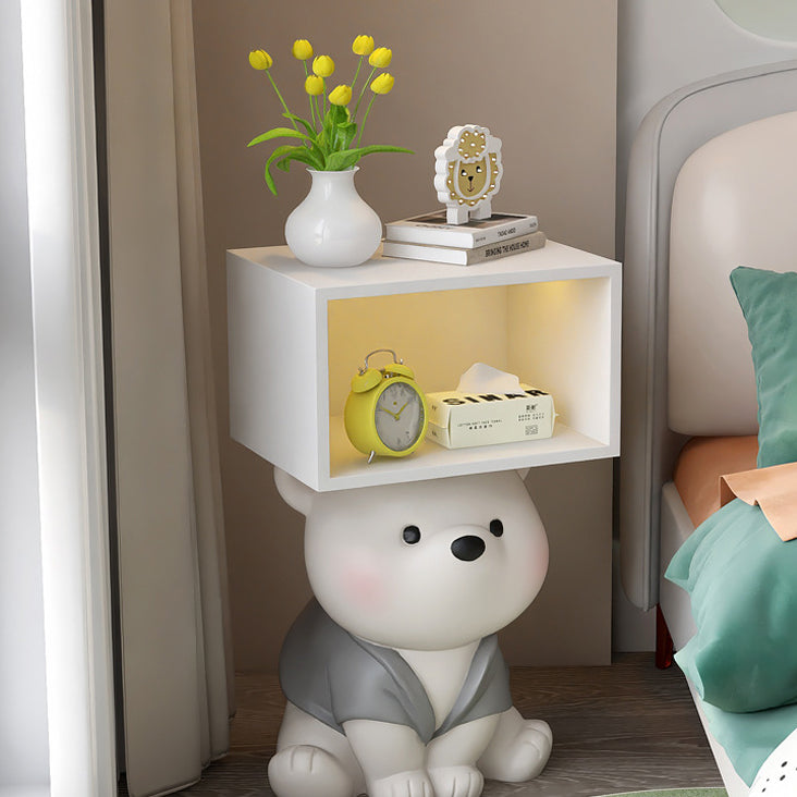 Contemporary Creative Bear MDF Resin Rectangular Nightstand Cabinet For Bedroom