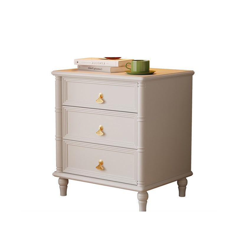 Contemporary Simplicity Cube Plywood Rubberwood Nightstand 3-Drawer For Bedroom