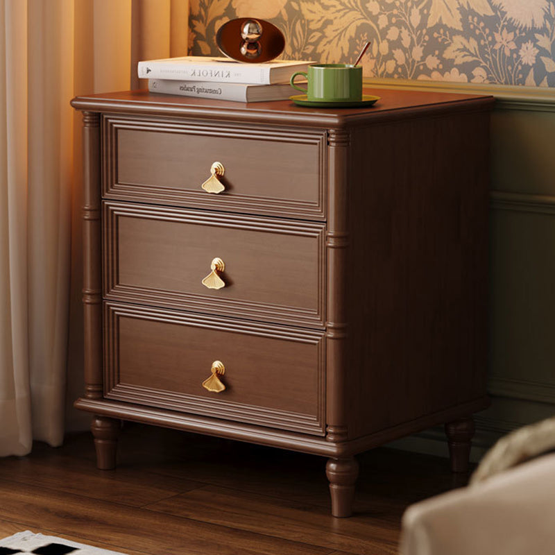 Contemporary Simplicity Cube Plywood Rubberwood Nightstand 3-Drawer For Bedroom