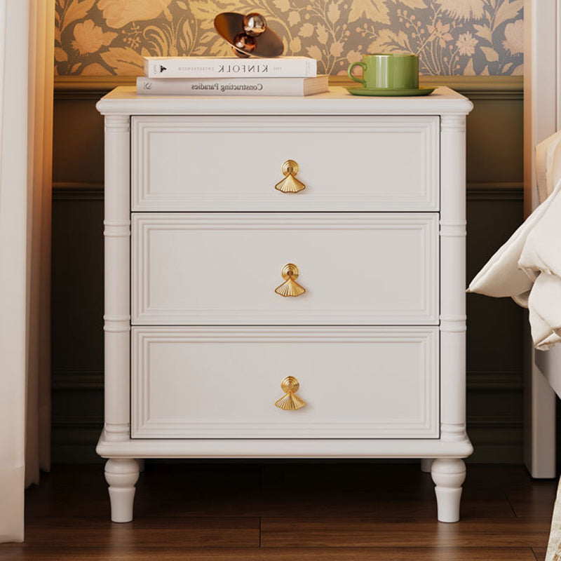 Contemporary Simplicity Cube Plywood Rubberwood Nightstand 3-Drawer For Bedroom