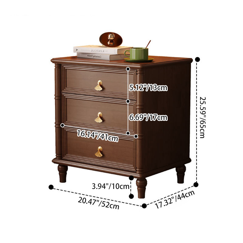 Contemporary Simplicity Cube Plywood Rubberwood Nightstand 3-Drawer For Bedroom