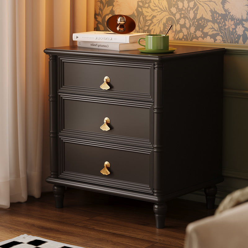 Contemporary Simplicity Cube Plywood Rubberwood Nightstand 3-Drawer For Bedroom
