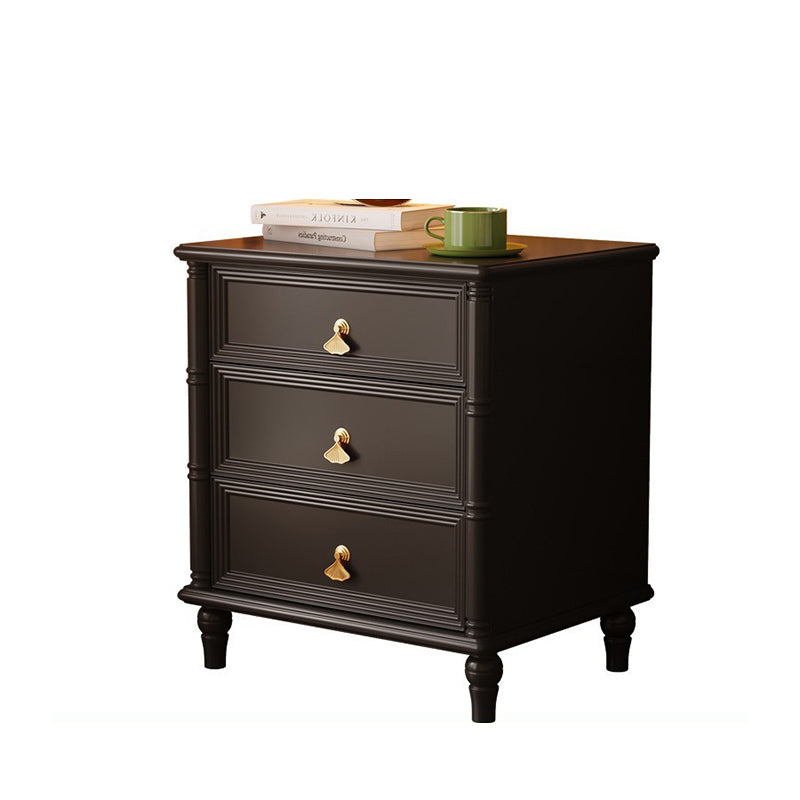 Contemporary Simplicity Cube Plywood Rubberwood Nightstand 3-Drawer For Bedroom