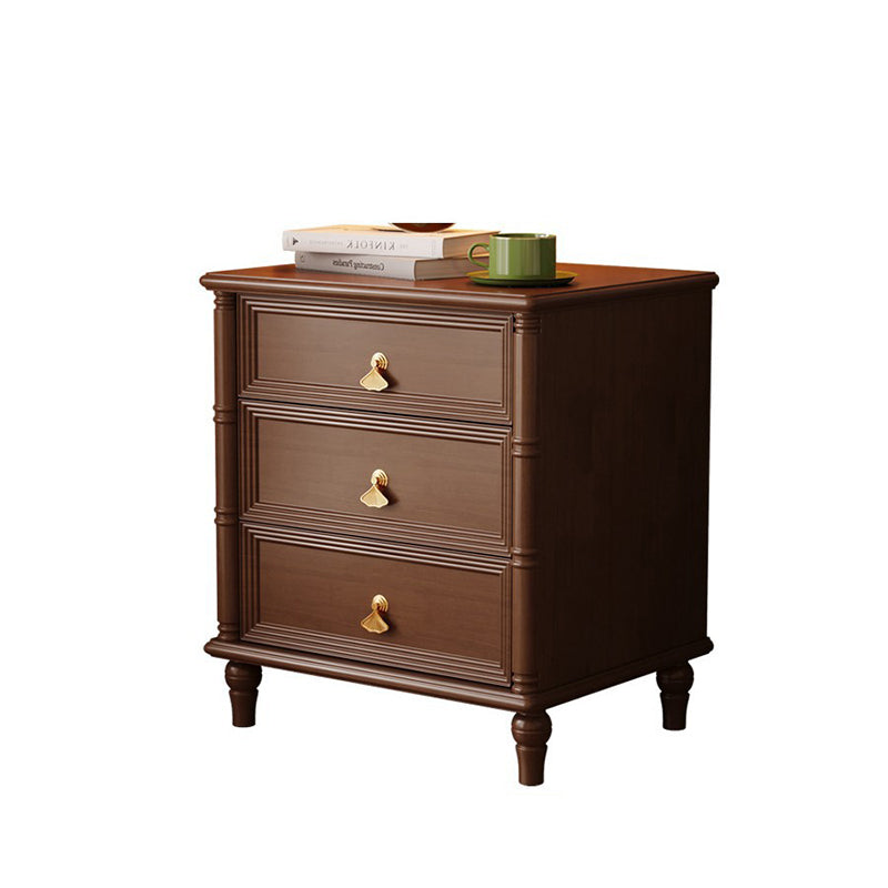 Contemporary Simplicity Cube Plywood Rubberwood Nightstand 3-Drawer For Bedroom