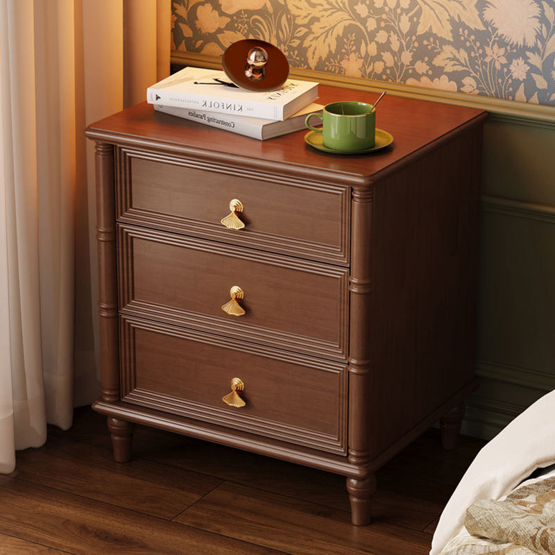 Contemporary Simplicity Cube Plywood Rubberwood Nightstand 3-Drawer For Bedroom
