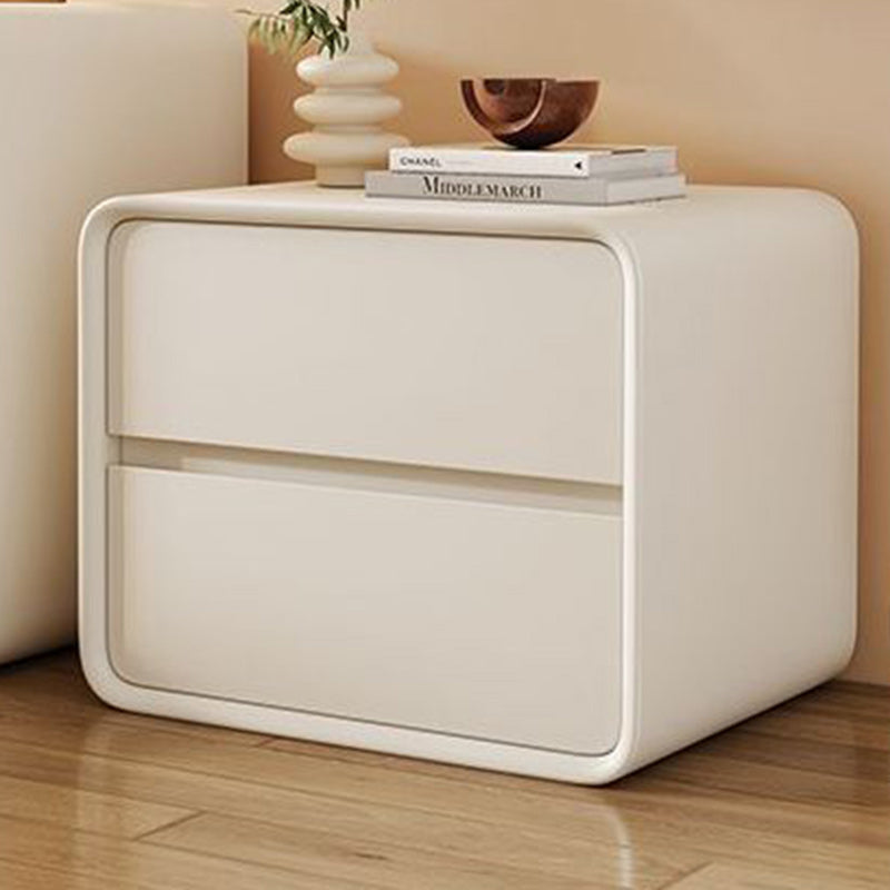 Contemporary Scandinavian Rectangular Pine Wood MDF Faux Leather 2-Tier Storage Drawers For Bedroom