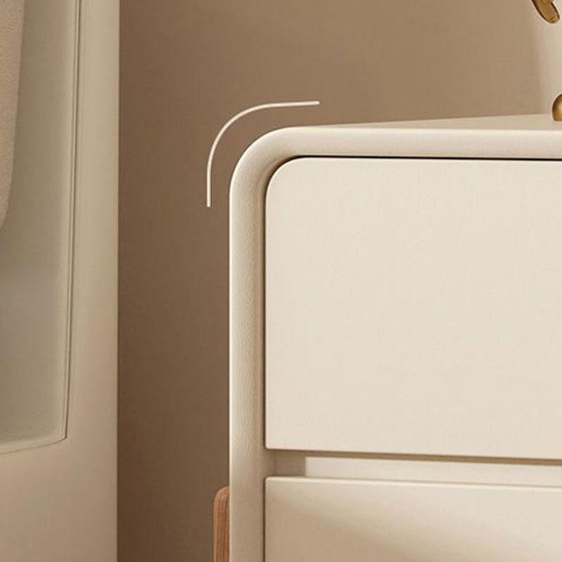 Contemporary Scandinavian Rectangular Pine Wood MDF Faux Leather 2-Tier Storage Drawers For Bedroom
