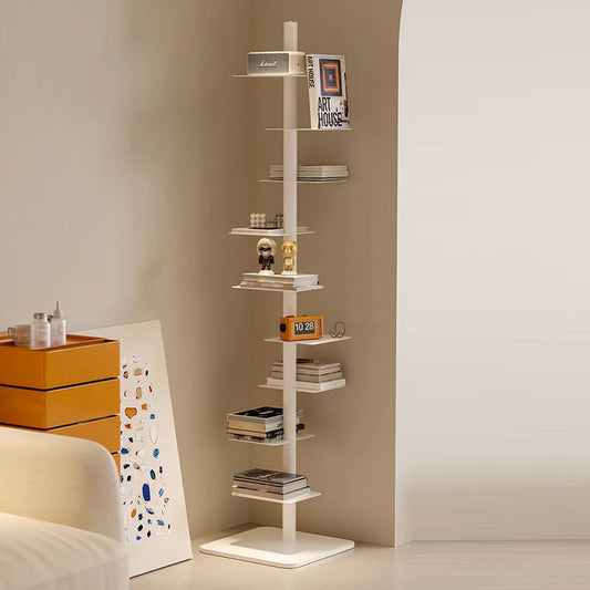 Modern Mid-Century Carbon Steel Invisible Spiral Bookshelf 9-Tier Display Rack Corner Storage Rack For Home Office