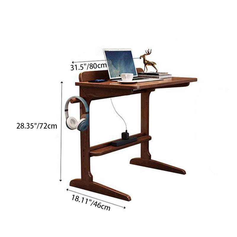 Modern Minimalist Rectangle Rubberwood Desk 2-Leg For Home Office