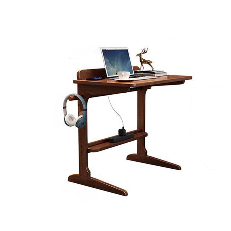 Modern Minimalist Rectangle Rubberwood Desk 2-Leg For Home Office