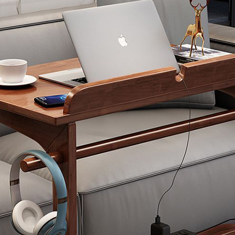 Modern Minimalist Rectangle Rubberwood Desk 2-Leg For Home Office