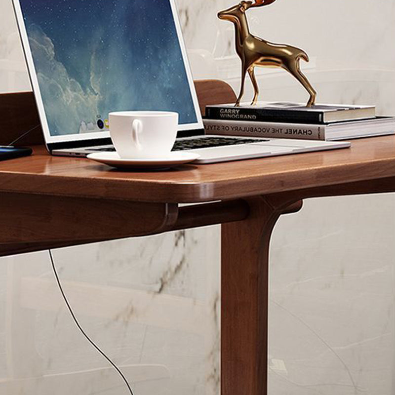 Modern Minimalist Rectangle Rubberwood Desk 2-Leg For Home Office