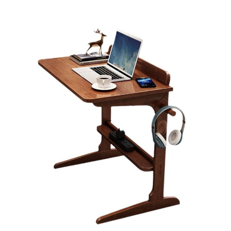 Modern Minimalist Rectangle Rubberwood Desk 2-Leg For Home Office