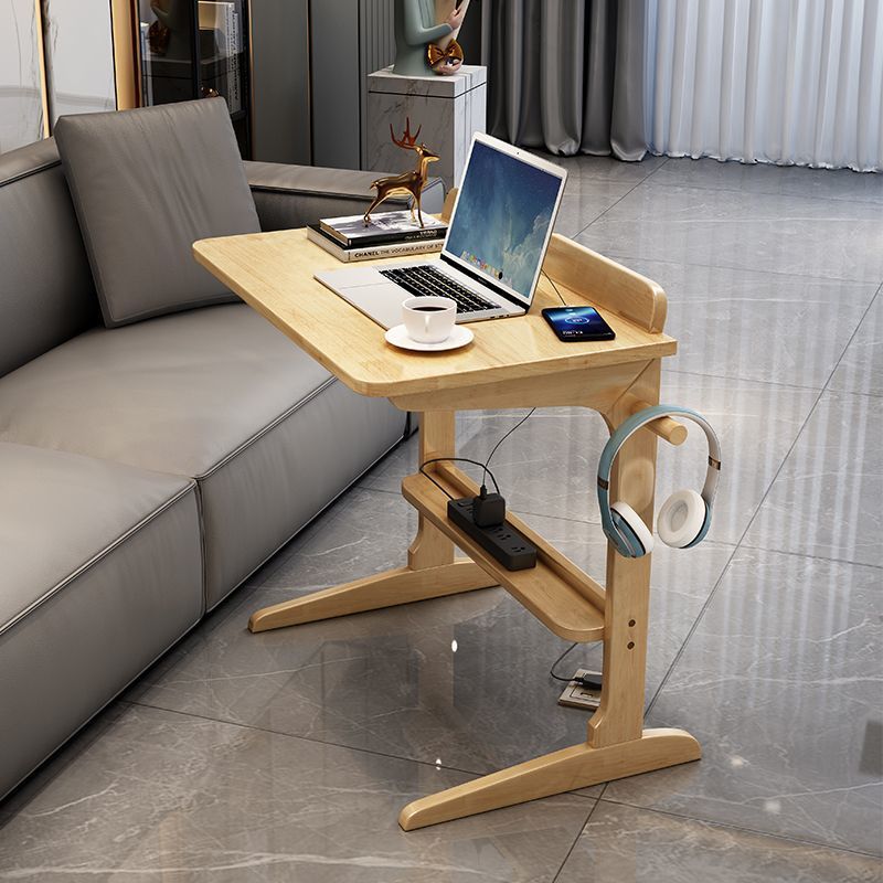 Modern Minimalist Rectangle Rubberwood Desk 2-Leg For Home Office
