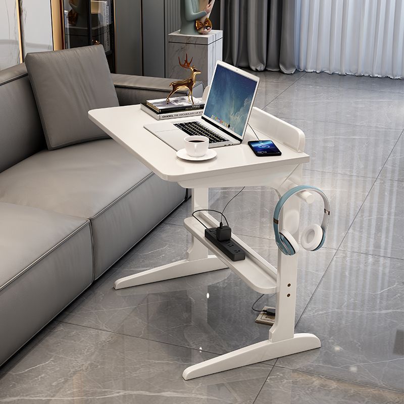 Modern Minimalist Rectangle Rubberwood Desk 2-Leg For Home Office