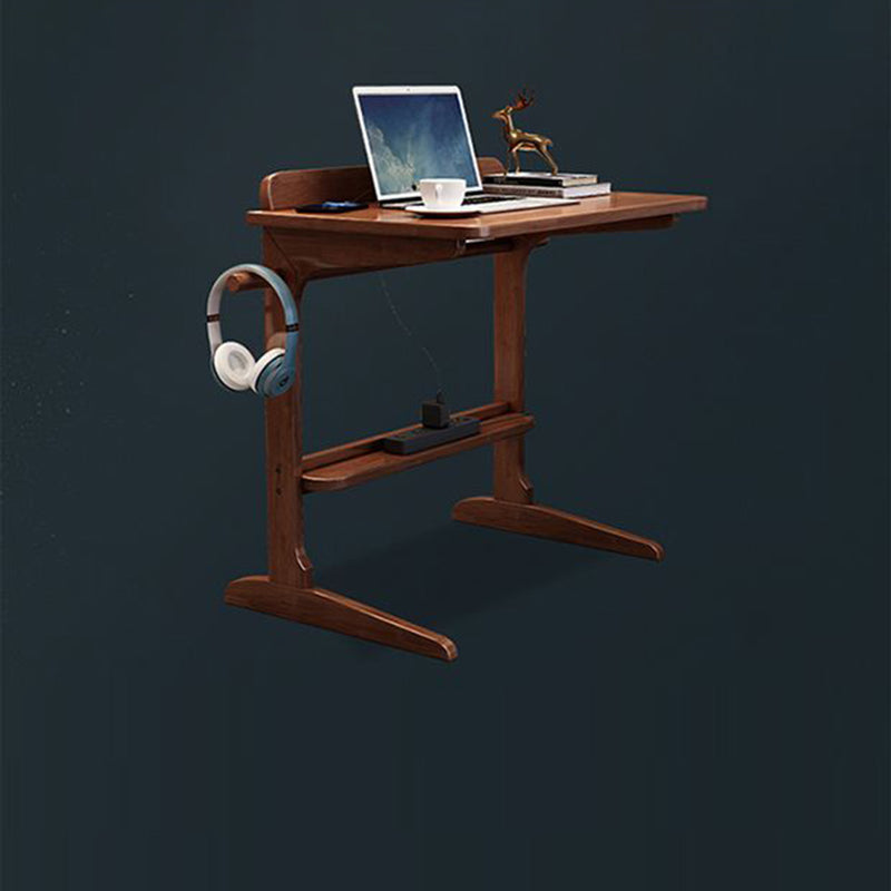 Modern Minimalist Rectangle Rubberwood Desk 2-Leg For Home Office