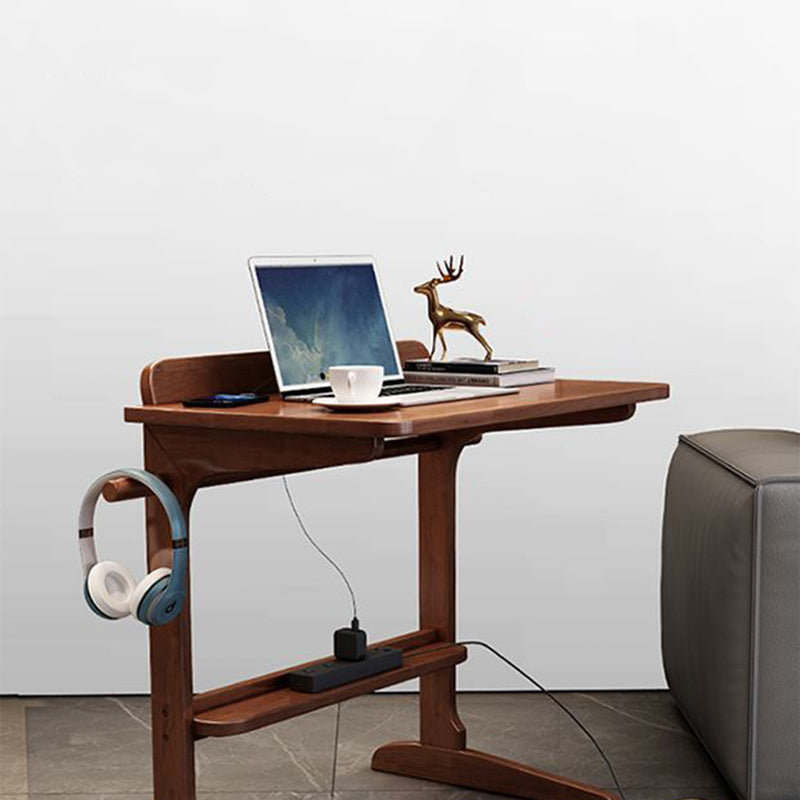 Modern Minimalist Rectangle Rubberwood Desk 2-Leg For Home Office