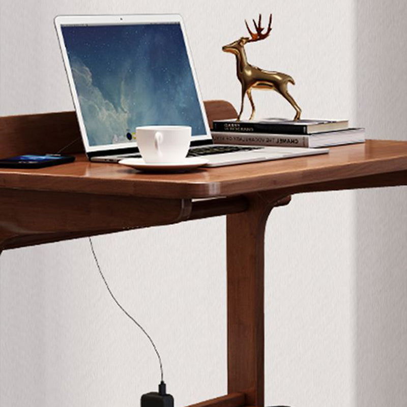 Modern Minimalist Rectangle Rubberwood Desk 2-Leg For Home Office