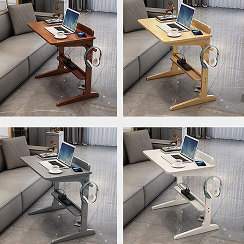 Modern Minimalist Rectangle Rubberwood Desk 2-Leg For Home Office