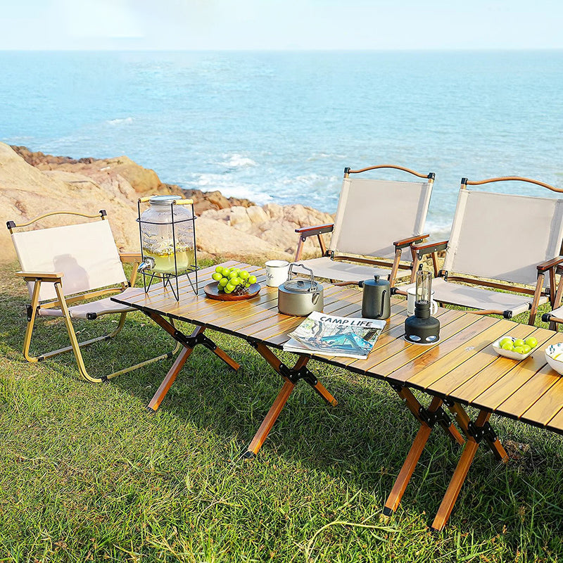 Modern Minimalist Rectangle Carbon Steel Outdoor Foldable Camping Coffee Table 1-Tier For Garden