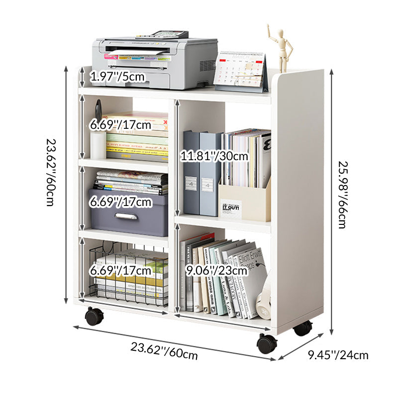 Modern Minimalist Rectangular MDF Plastic Movable Bookshelves 5-Cabinet For Study