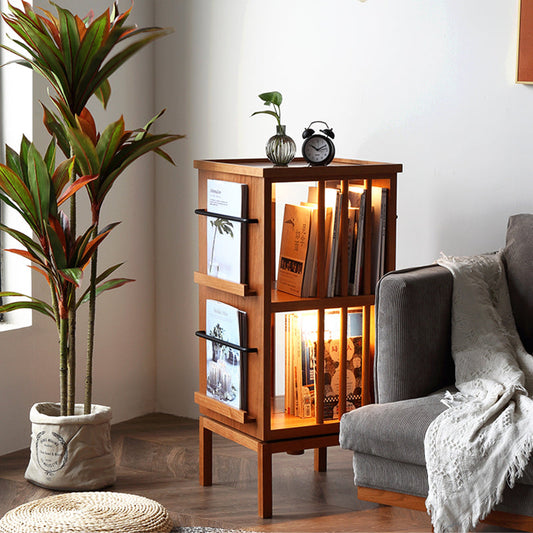 Contemporary Scandinavian Pine Cherrywood Rectangular Bookshelves 3-Tier For Home Office