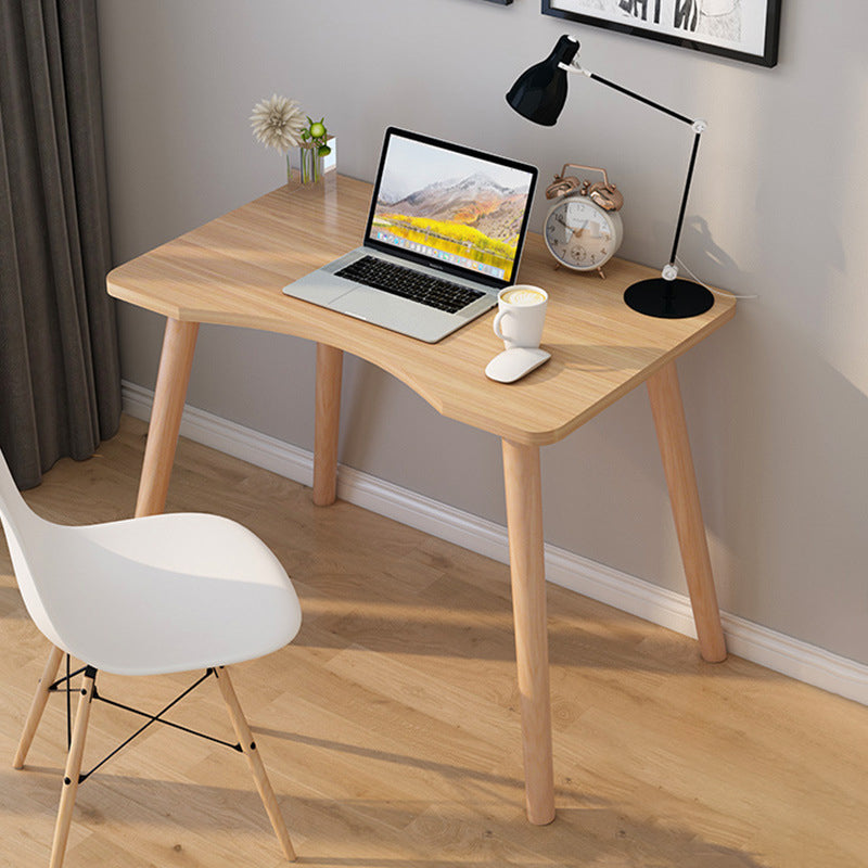 Contemporary Scandinavian MDF Solid Wood Curved Rectangular Desk 1-Tier For Home Office