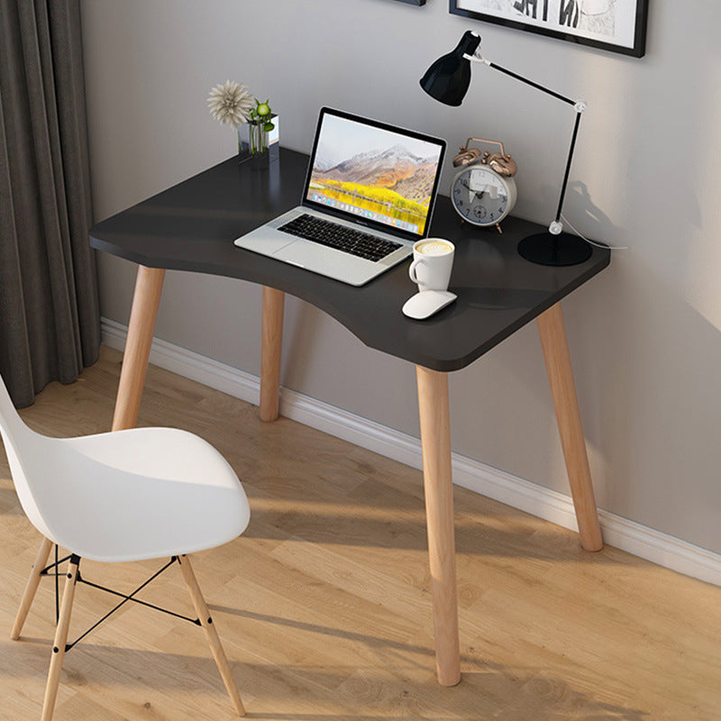 Contemporary Scandinavian MDF Solid Wood Curved Rectangular Desk 1-Tier For Home Office