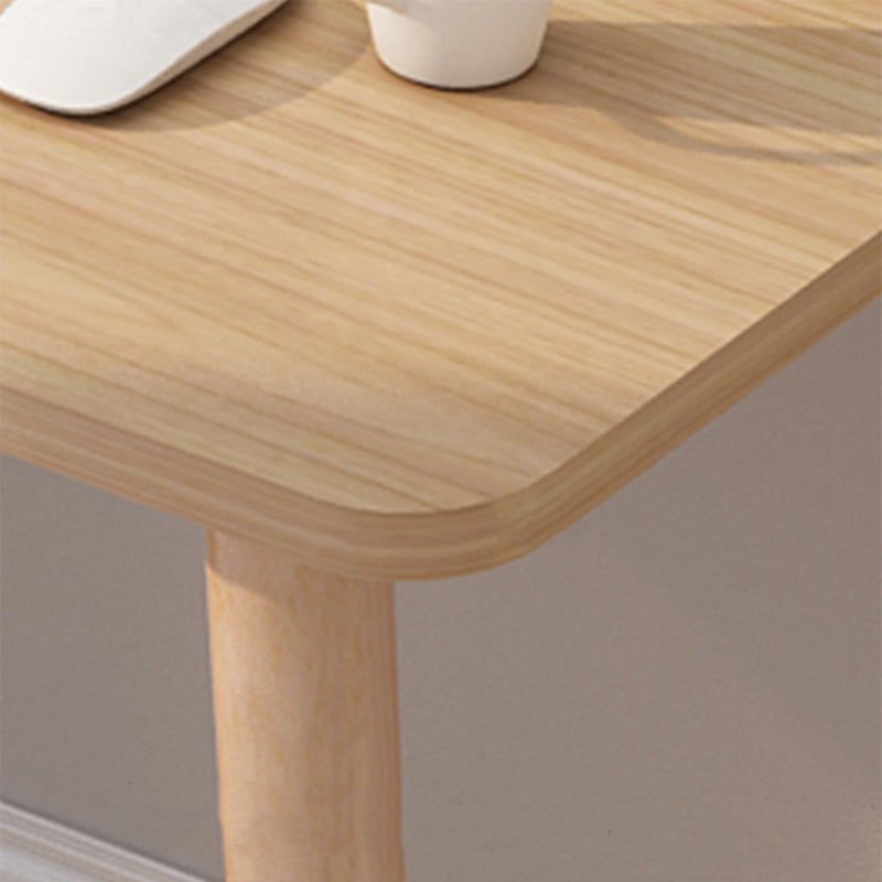 Contemporary Scandinavian MDF Solid Wood Curved Rectangular Desk 1-Tier For Home Office