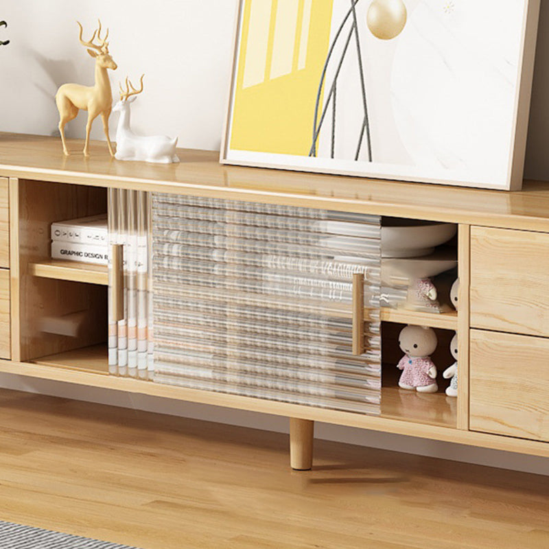 Modern Minimalist Rectangle Rubberwood Eco-Friendly Engineered Wood Plywood Glass TV Stand 2-Drawer For Living Room
