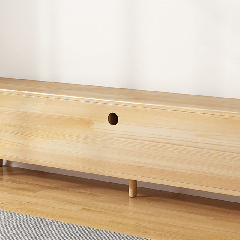 Modern Minimalist Rectangle Rubberwood Eco-Friendly Engineered Wood Plywood Glass TV Stand 2-Drawer For Living Room