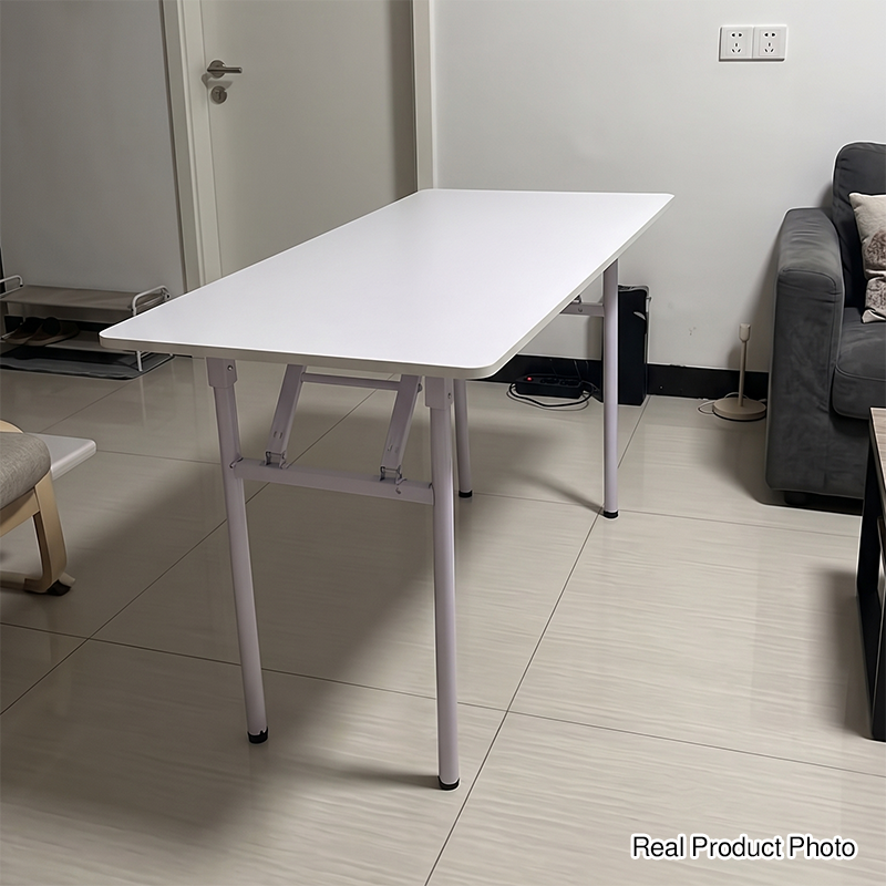 Modern Minimalist Foldable Rectangular Plank Steel Desk For Home Office