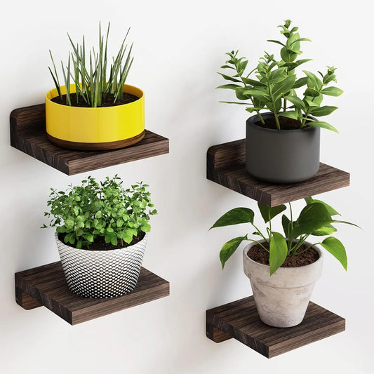 Boho Wood Floating Wall Shelves, 4-Pack