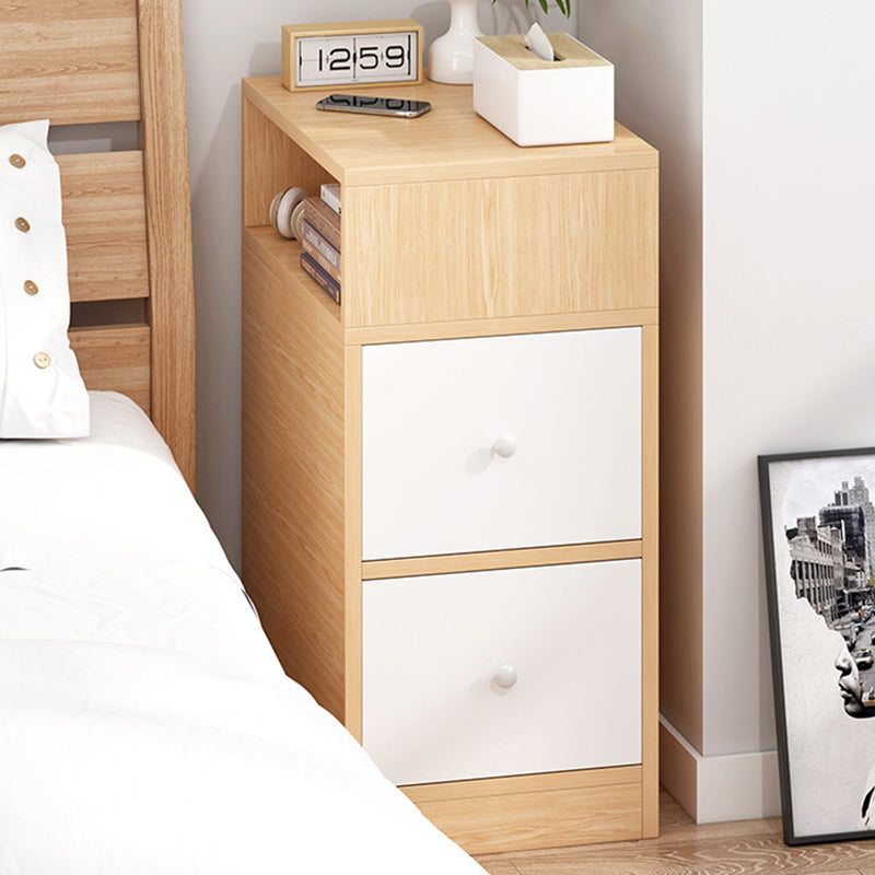 Contemporary Scandinavian Square Tabletop MDF Nightstand 2-Drawer For Bedroom