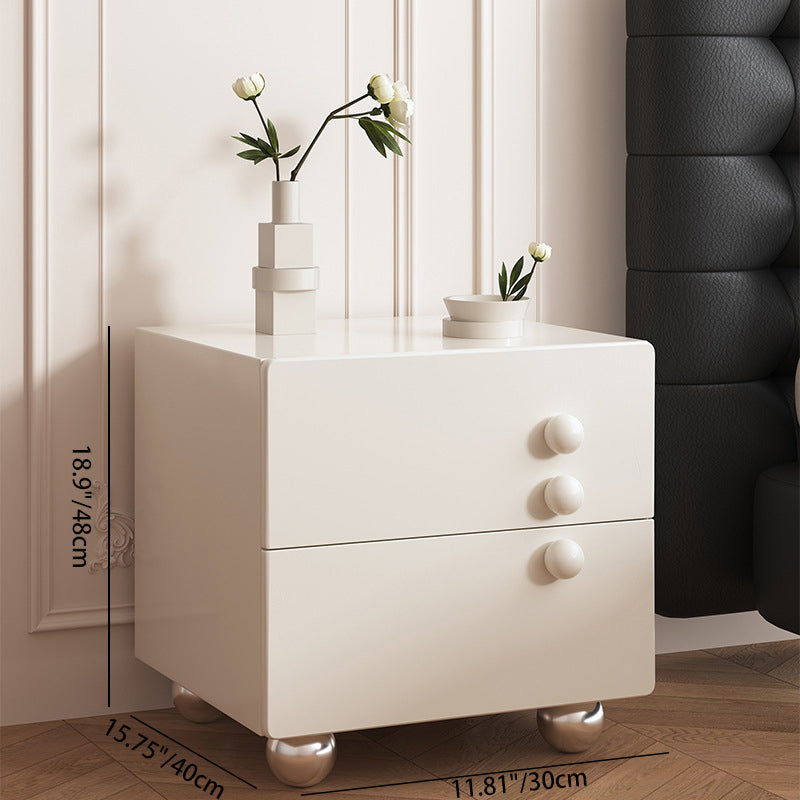 Contemporary Creative Rectangular MDF Stainless Steel Nightstand 2-Drawer For Bedroom