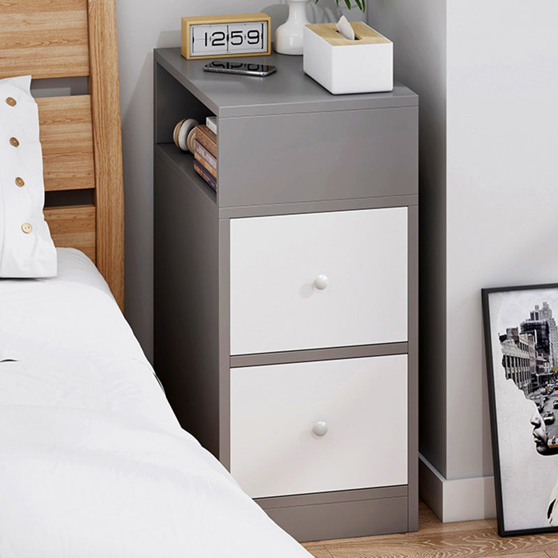 Contemporary Scandinavian Square Tabletop MDF Nightstand 2-Drawer For Bedroom